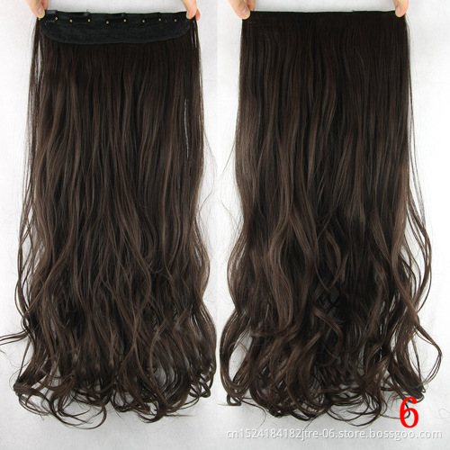 24" Long Straight Synthetic Hair Extension 5 Clips in One Piece High Temperature Fiber Synthetic Clip In Hair Piece for Women
